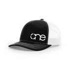 One, Black and White Trucker Hat by Richardson