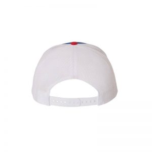 One, Royal, White and Red Trucker Hat Rear View by Richardson