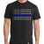 One Blue Line Black Short Sleeve Shirt