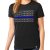 Ladies Black short sleeve shirt with large white American Flag with thin Blue line on front chest.