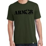 Men's Olive Green Armor Short Sleeve Tee Shirt in Black.