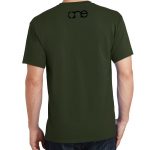 Men’s Olive Green Armor Christian Tee Shirt in Black, Back.