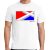 Men's White He Laid Down His Life Christian Tee Shirt in Red, White, Blue and Gray.