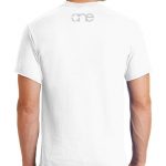 Men’s White Short Sleeve Shirt with One on Upper Back in Grey.