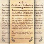 Certificate of Authenticity for Olive Wood