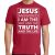 Men's Red short sleeve "Jesus Answered" Christian Tee Shirt in White.