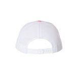 Pink and White “One” Trucker Hat with White logo, snapback, rear of cap.
