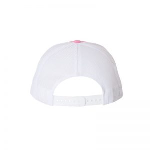 Pink and White "One" Trucker Hat with White logo, snapback, rear of cap.