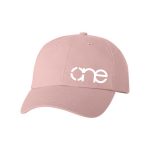 Pink Dad Cap with White One Logo.