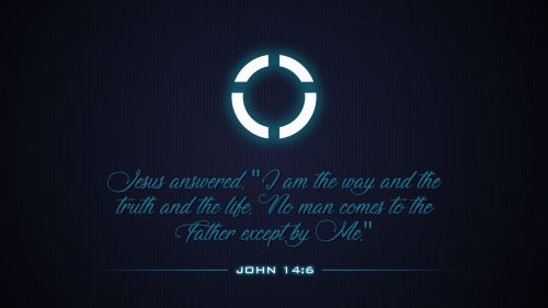 One Way Truth Life background image in dark with Scripture and glowing..