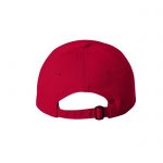 Red Dad Cap with White One Logo, backside of the hat.