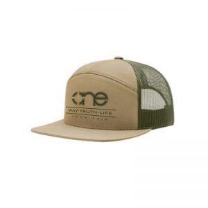 One Way Truth Life Hi-Pro 7 Panel Richardson Trucker Hats in Khaki and Olive.