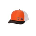 Orange, White and Black "One" Trucker Hat with White and Black logo, snapback.