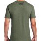 Men's heather military green short sleeve Christian tee shirt with One logo on back.