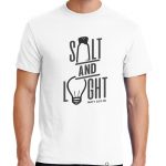 Men's white short sleeve "Salt and Light" Christian tee shirt.