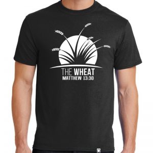 Men's black short sleeve "The Wheat" Christian tee shirt.
