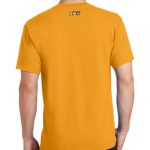 Men’s gold short sleeve Christian tee shirt with One logo on back.
