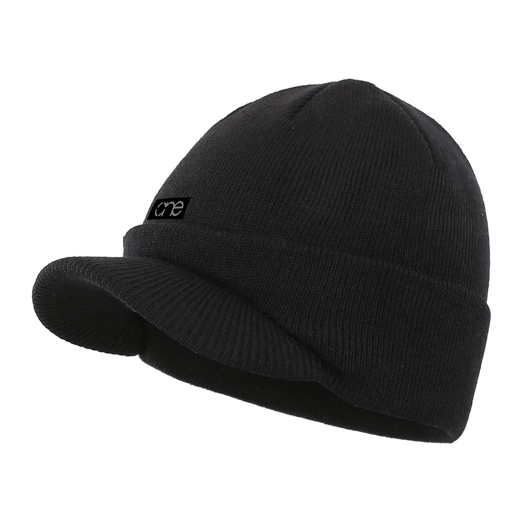 Black One Way Truth Life Visor Beanie with Label, Side View.