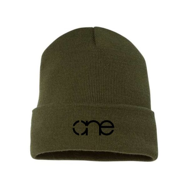 Olive One Way Truth Life Cuffed Beanie.