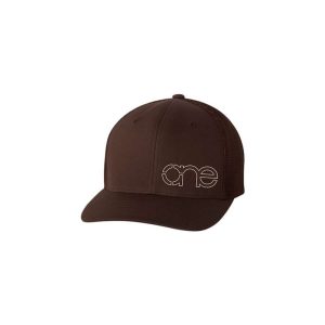 Brown Flexfit Cap with Brown One logo, side-front view.