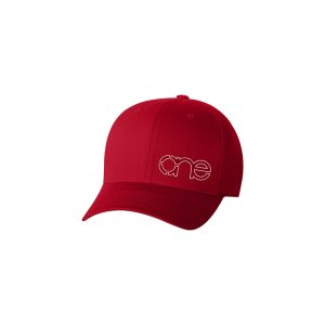 Red Flexfit Cap with Red One logo, side-front view.
