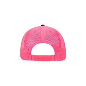 Black and Neon Pink "One" Trucker Hat with Neon Pink logo, snapback, rear of cap.