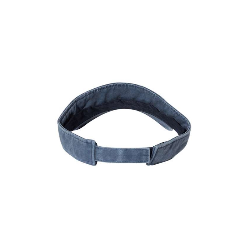 Denim Blue “One” Visor with White logo, hook & loop closure, rear of visor.