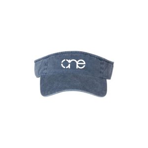 Denim Blue "One" Visor with White logo, hook & loop closure.