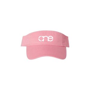 Pink "One" Visor with White logo, hook & loop closure.
