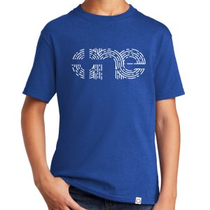 Youth True Royal Blue short sleeve "One with Outlines" Christian tee shirt.