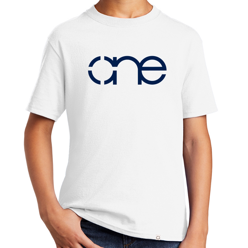 Youth White short sleeve “One” Christian tee shirt.