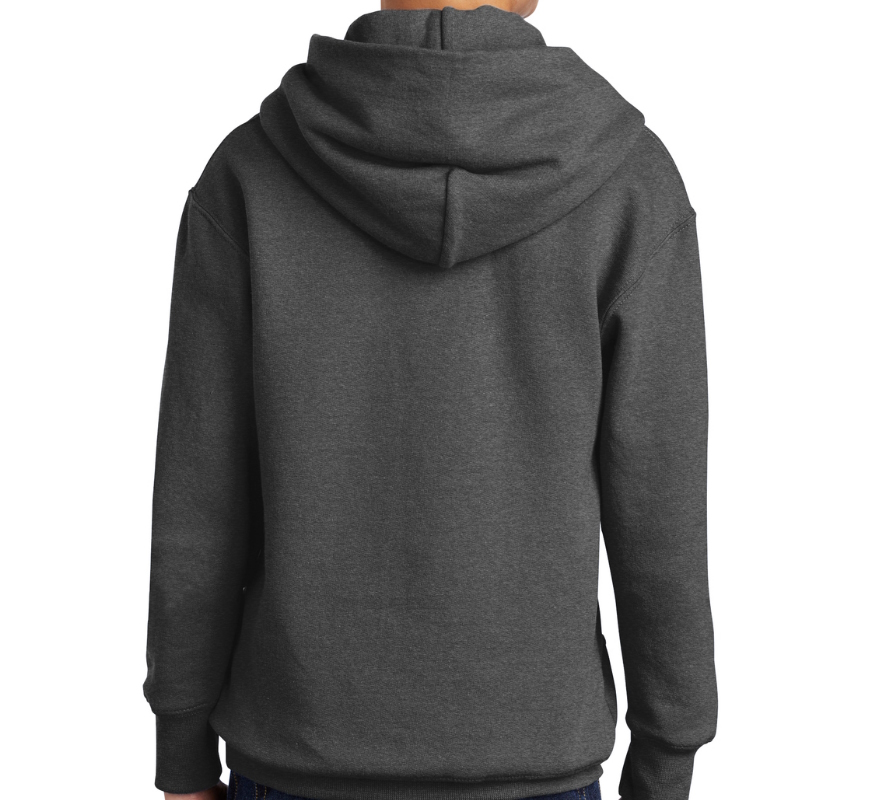 Youth, Charcoal Pullover One Hoodie, back.