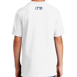 Youth White short sleeve "One" Christian tee shirt with One logo on back.