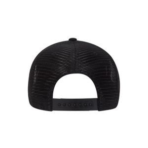 Cork and Black "One" Trucker Hat with Black logo, snapback, rear of cap.
