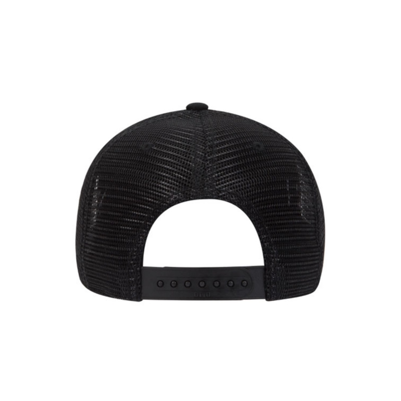 Cork and Black “One” Trucker Hat with Black logo, snapback, rear of cap.