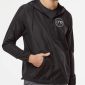 Mens, Black One Circular Christian 1/4 Zip Windbreaker, front.