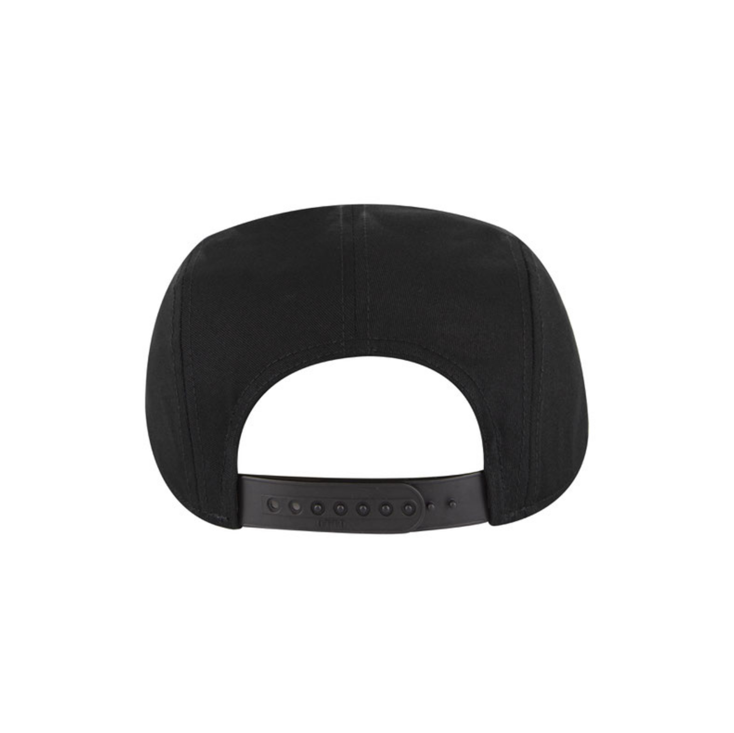 Black “One” 5 Panel Camper Hat with White logo, snapback, back.