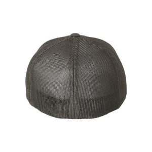 Charcoal Flexfit Trucker Cap with White One logo, back view.
