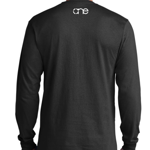 Mens, Black, Long Sleeve One Way Truth Life Christian Shirt, back view.