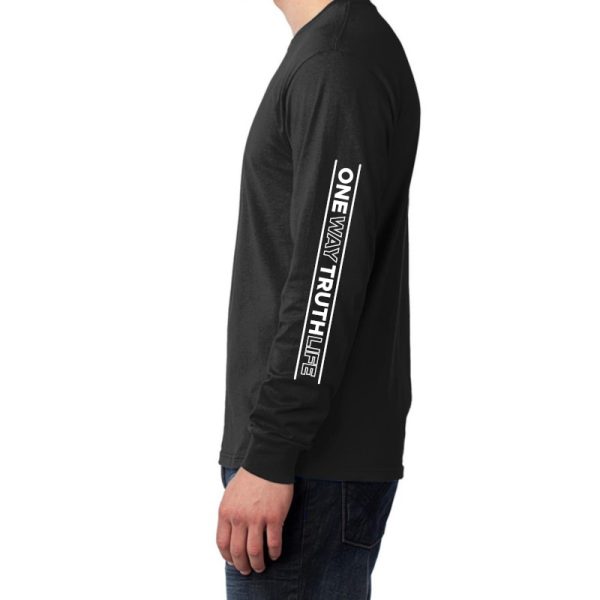 Mens, Black, Long Sleeve One Way Truth Life Christian Shirt, left side view.