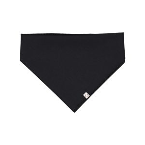 Black, One, dog bandanna with white woven label.