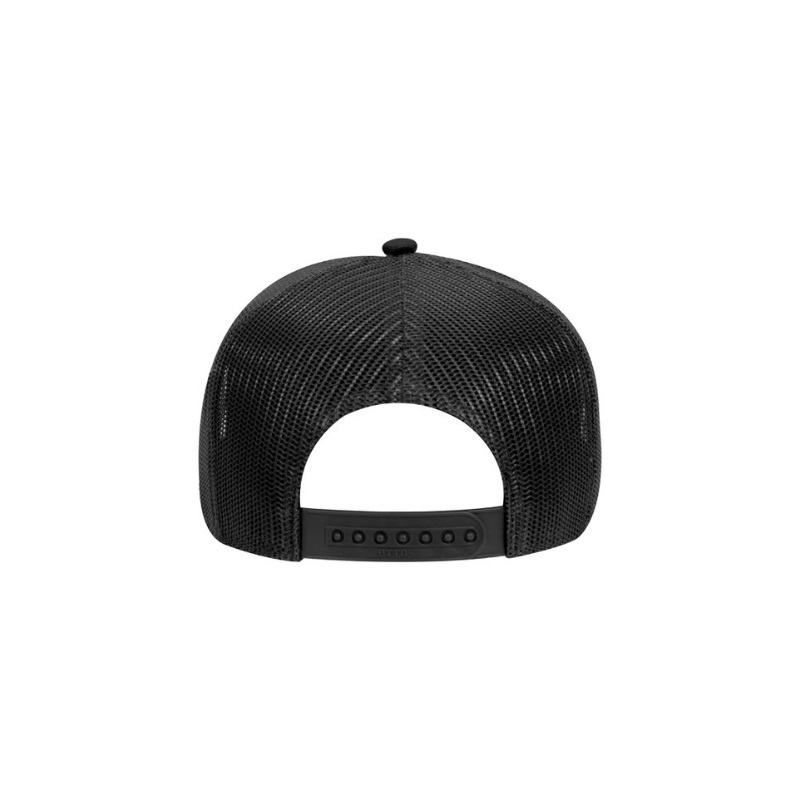 Black “One Way Truth Life” Trucker Hat with White logo, snapback, back side view.