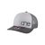Heather Grey, Charcoal and Charcoal "One" Trucker Hat with Charcoal logo, snapback, front side view.