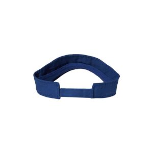 Royal Blue "One" Visor Hat with White logo, hook and loop (velcro), back side view.