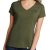 Ladies heather military green short sleeve V-neck "One" embroidered Christian tee shirt, front view.