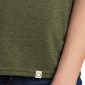 Ladies heather military green short sleeve V-neck 