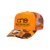 Orange Camo "One Way Truth Life" Trucker Hat with Black logo, snapback, front side view.