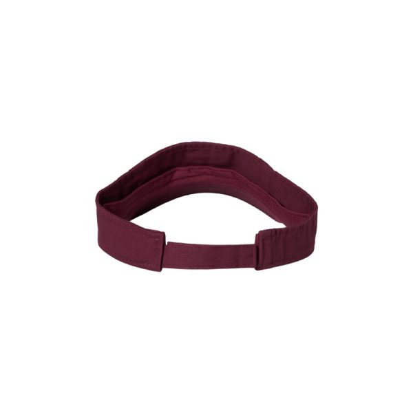 Maroon "One" Visor Hat with White logo, hook and loop (velcro), back view.