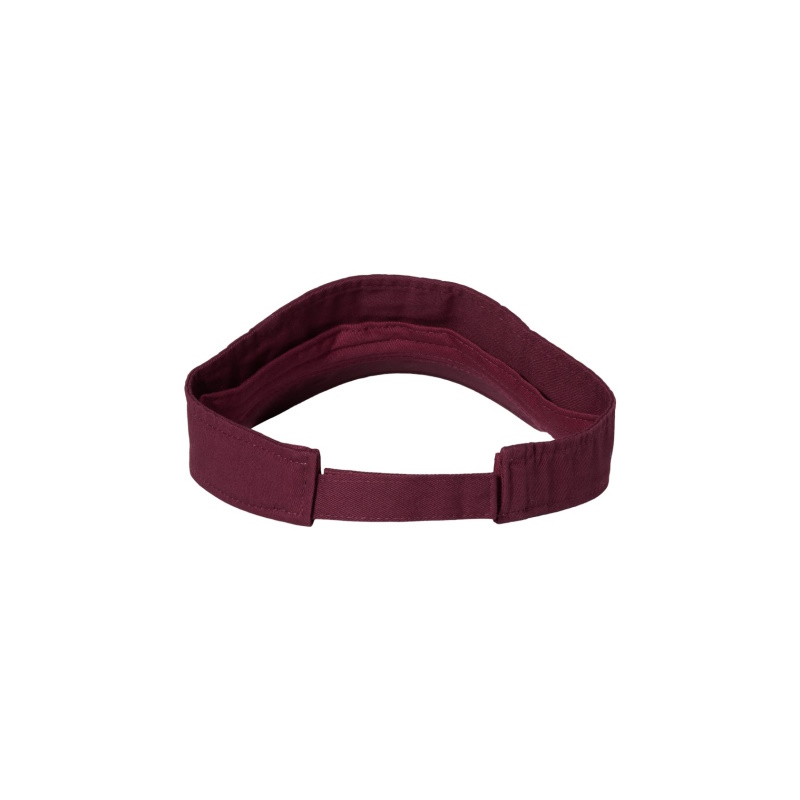 Maroon “One” Visor Hat with White logo, hook and loop (velcro), back view.