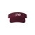 Maroon "One" Visor Hat with White logo, hook and loop (velcro), front view.